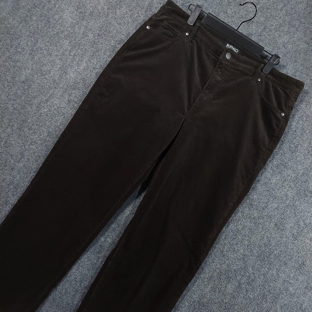 Buffalo David Bitton Pants Womens 14/34 Brown NYLA Straight Leg Stretch Corduroy